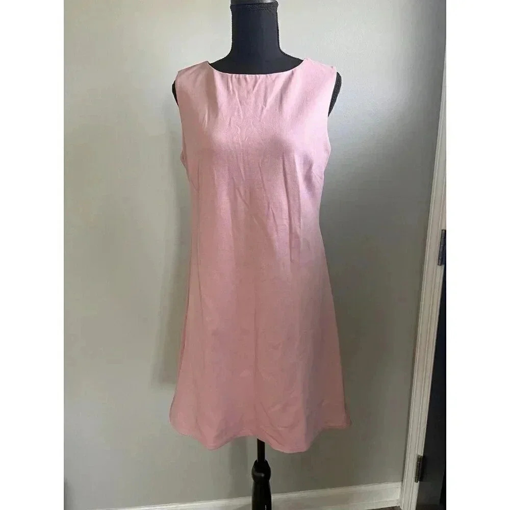 LOVEADY WOMENS SIZE M PINK SLEEVELESS MIDI ZIP BACK DRESS